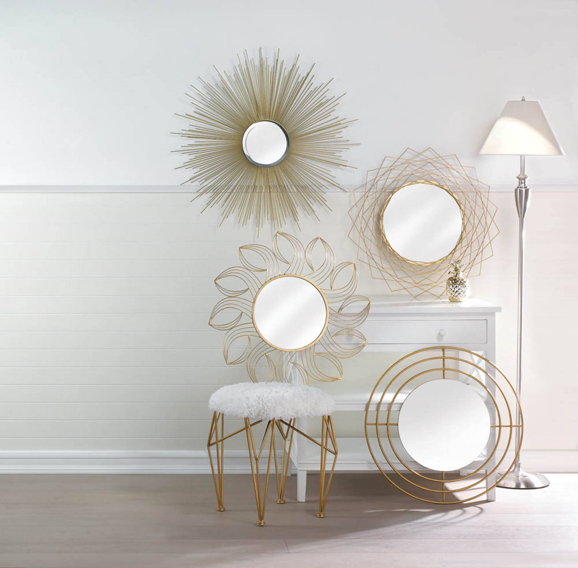 Golden Geometric Wall Mirror
